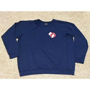 Baseballism Men Navy Blue Flag Man Badge Crewneck Sweatshirt Size XXL 2XL EUC